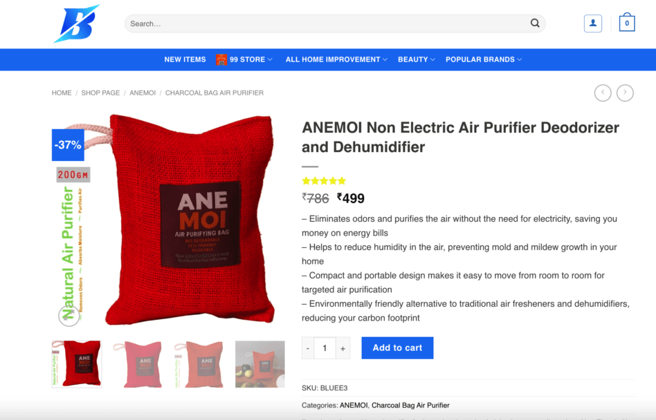anemoi charcoal bag air purifier